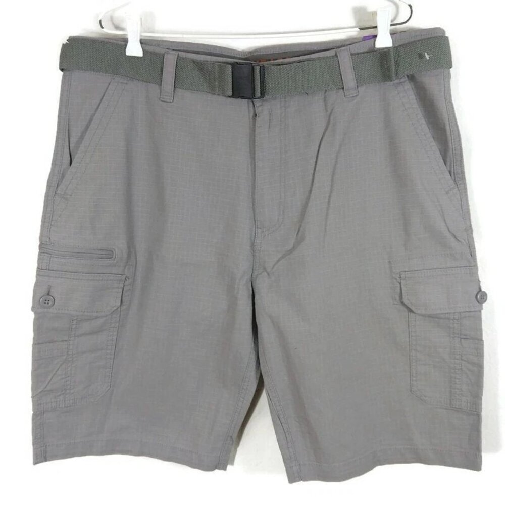 Wear First Men's Free Band Belted Stretch Cargo Work Shorts Gray Size 40 X 11"